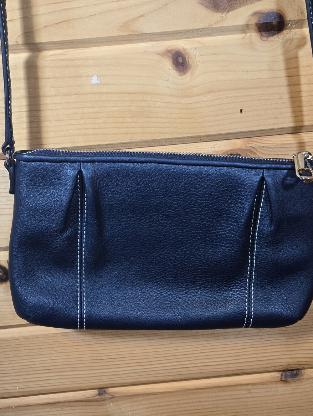 Talbots Leather Crossbody Purse Navy Blue 10.5 x 6 EUC Made In Italy Classic - Picture 5 of 8